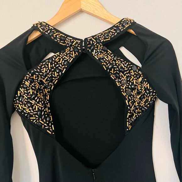 ASOS Beaded Shoulder Cut Out Midi Dress Size 0 Black - Picture 4 of 7